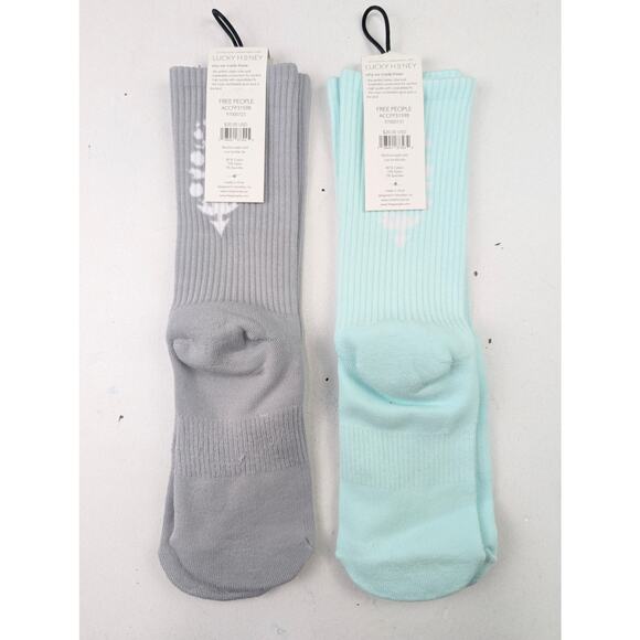 FP Movement Women's Last Lap Light Gray and Teal Tube Socks One Size - Picture 3 of 4